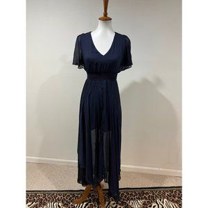 Express- navy blue chiffon dress- size xs
